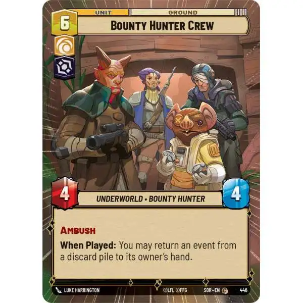 Star Wars: Unlimited Trading Card Game Spark of Rebellion Common Bounty Hunter Crew #446 [Hyperspace]