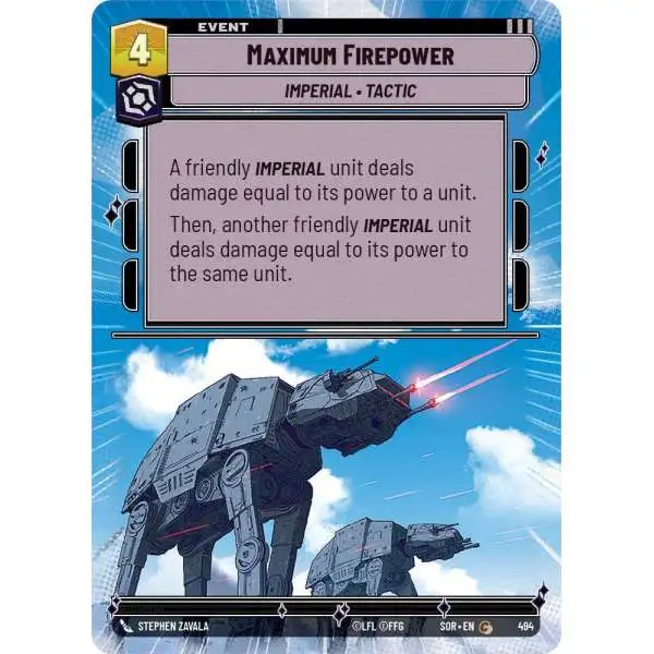 Star Wars: Unlimited Trading Card Game Spark of Rebellion Common Maximum Firepower #494 [Hyperspace]