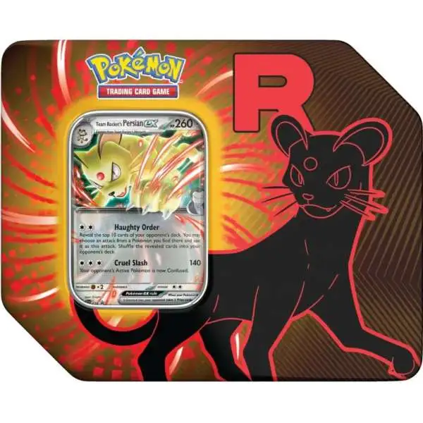 Pokemon Scarlet Violet Destined Rivals Team Rockets Persian ex Tin