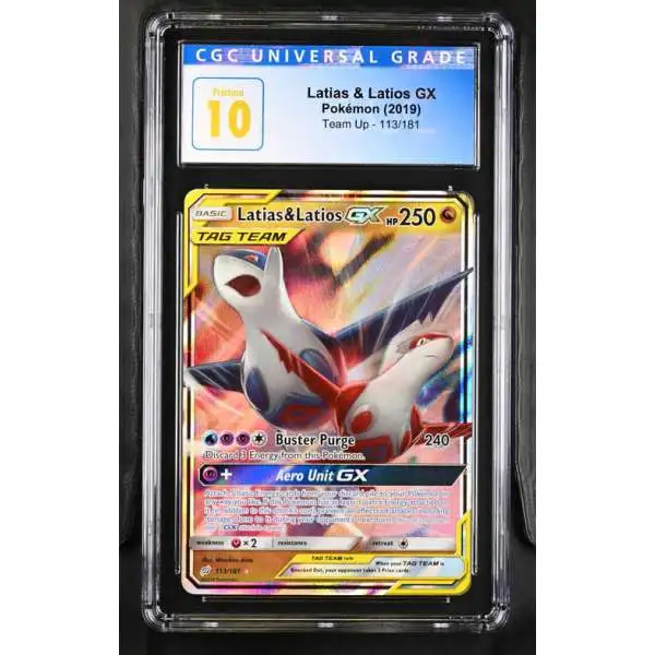 Nintendo Pokemon Trading Card Game Team Up Ultra Rare Latias & Latios GX #113 [Blue Label] [CGC 10]
