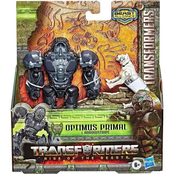 Transformers Rise of the Beasts Weaponizer Optimus Primal & Arrowstripe 5" Action Figure 2-Pack [Beast Alliance]