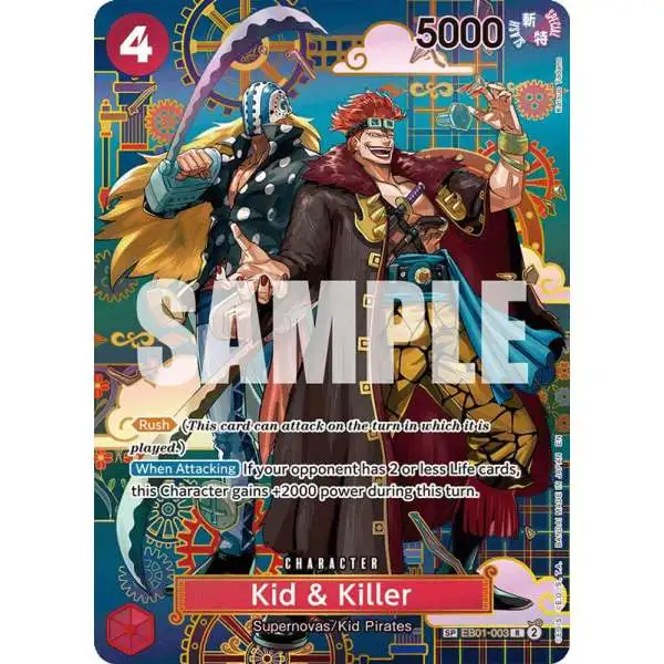 One Piece Trading Card Game The Azure Sea's Seven Rare Kid & Killer EB01-003 [SP]