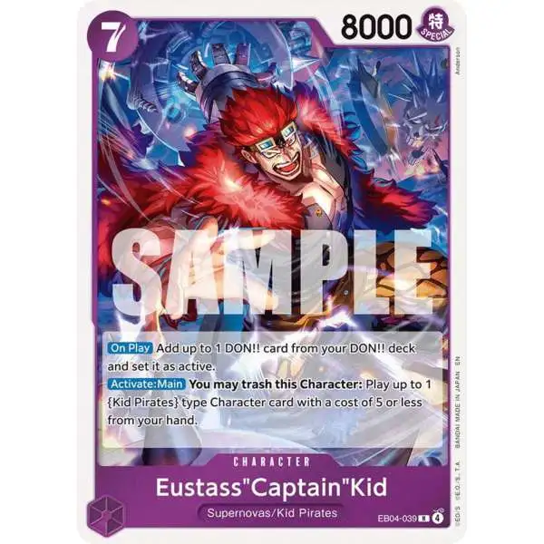 One Piece Trading Card Game The Azure Sea's Seven Rare EustassCaptainKid EB04-039