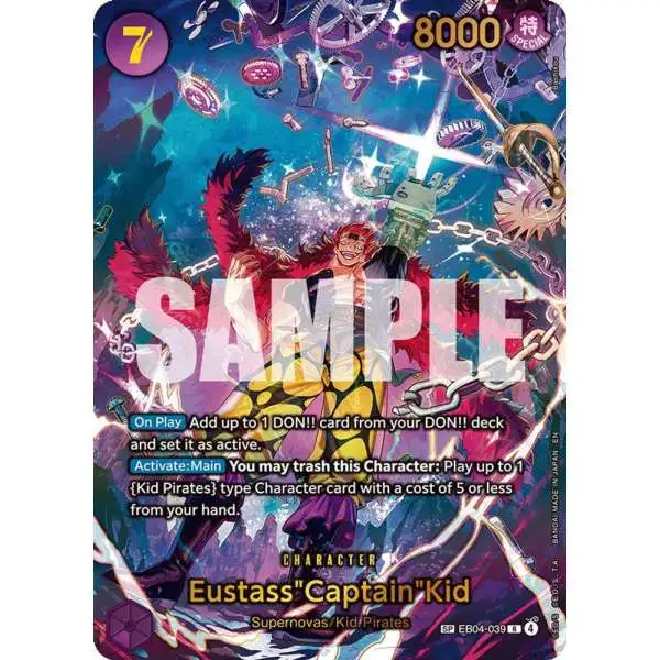 One Piece Trading Card Game The Azure Sea's Seven Rare EustassCaptainKid EB04-039 [SP]
