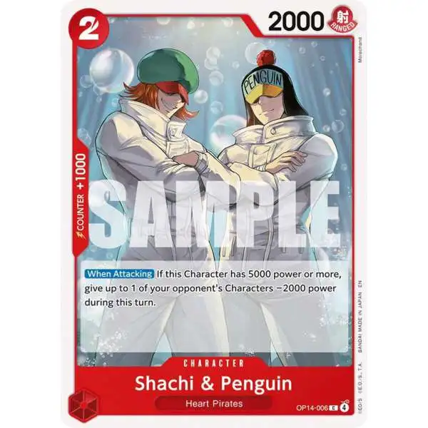 One Piece Trading Card Game The Azure Sea's Seven Common Shachi & Penguin OP14-006