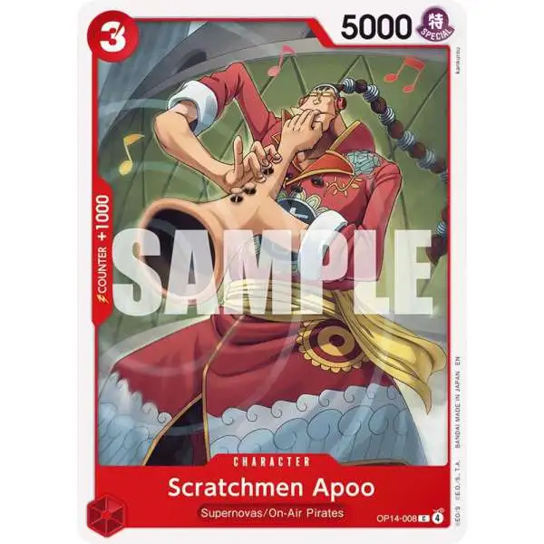 One Piece Trading Card Game The Azure Sea's Seven Common Scratchmen Apoo OP14-008