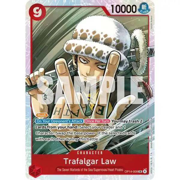 One Piece Trading Card Game The Azure Sea's Seven Super Rare Trafalgar Law OP14-009