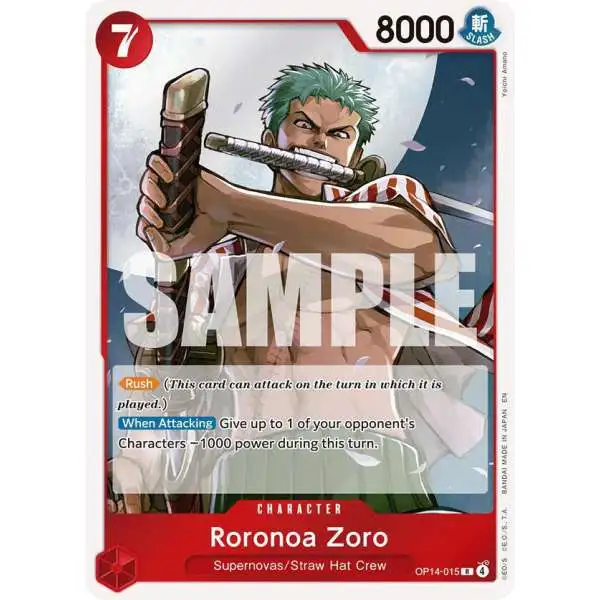 One Piece Trading Card Game The Azure Sea's Seven Rare Roronoa Zoro OP14-015