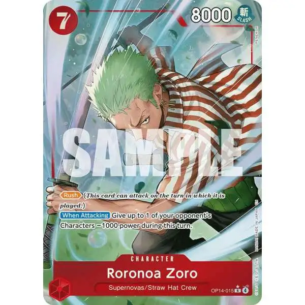One Piece Trading Card Game The Azure Sea's Seven Rare Roronoa Zoro OP14-015 [Alternate Art]
