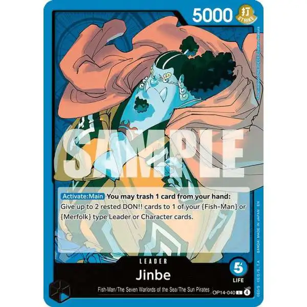 One Piece Trading Card Game The Azure Sea's Seven Leader Jinbe OP14-040