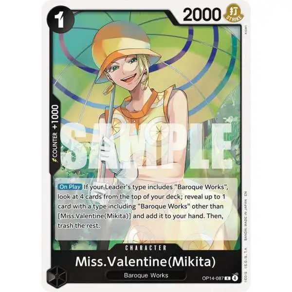 One Piece Trading Card Game The Azure Sea's Seven Rare Miss.Valentine OP14-087 [Mikita]