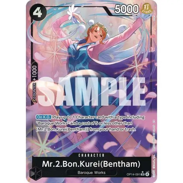 One Piece Trading Card Game The Azure Sea's Seven Super Rare Mr.2.Bon.Kurei OP14-091 [Bentham Alternate Art]