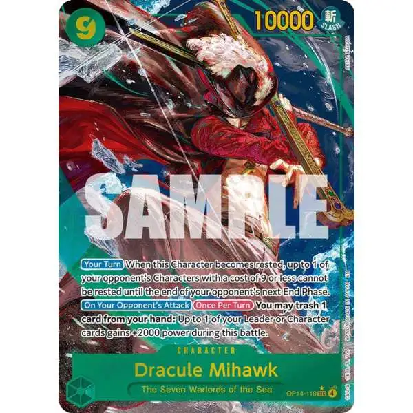 One Piece Trading Card Game The Azure Sea's Seven Secret Rare Dracule Mihawk OP14-119 [Alternate Art]