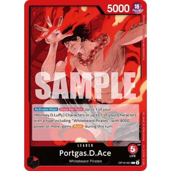 One Piece Trading Card Game The Time of Battle Leader Portgas.D.Ace OP16-001