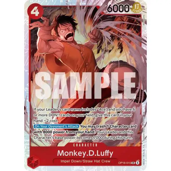 One Piece Trading Card Game The Time of Battle Super Rare Monkey.D.Luffy OP16-015