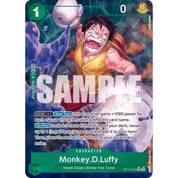 One Piece Trading Card Game The Time of Battle Rare Monkey.D.Luffy OP16-034 [Alternate Art]
