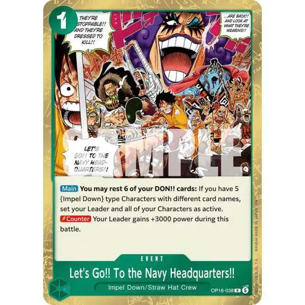 One Piece Trading Card Game The Time of Battle Rare Let's Go!! To the Navy Headquarters.. OP16-038