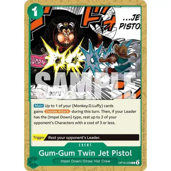 One Piece Trading Card Game The Time of Battle Common Gum-Gum Twin Jet Pistol OP16-039