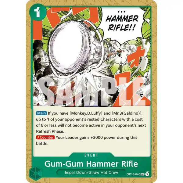 One Piece Trading Card Game The Time of Battle Uncommon Gum-Gum Hammer Rifle OP16-040