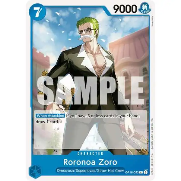 One Piece Trading Card Game The Time of Battle Common Roronoa Zoro OP16-053