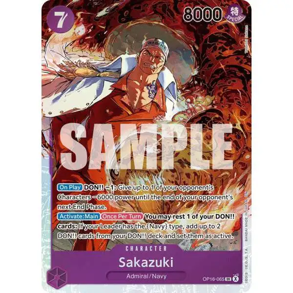 One Piece Trading Card Game The Time of Battle Super Rare Sakazuki OP16-065