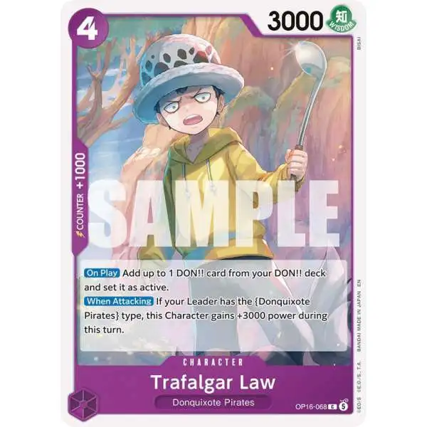 One Piece Trading Card Game The Time of Battle Common Trafalgar Law OP16-068