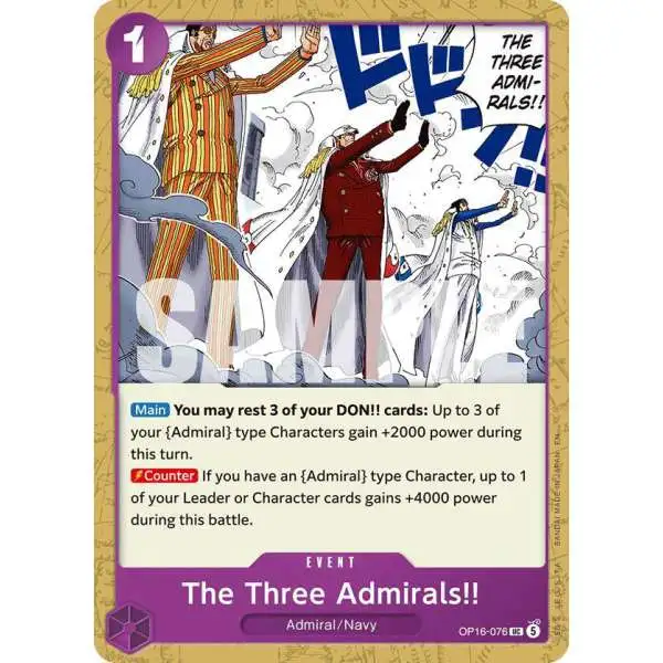One Piece Trading Card Game The Time of Battle Uncommon The Three Admirals!! OP16-076