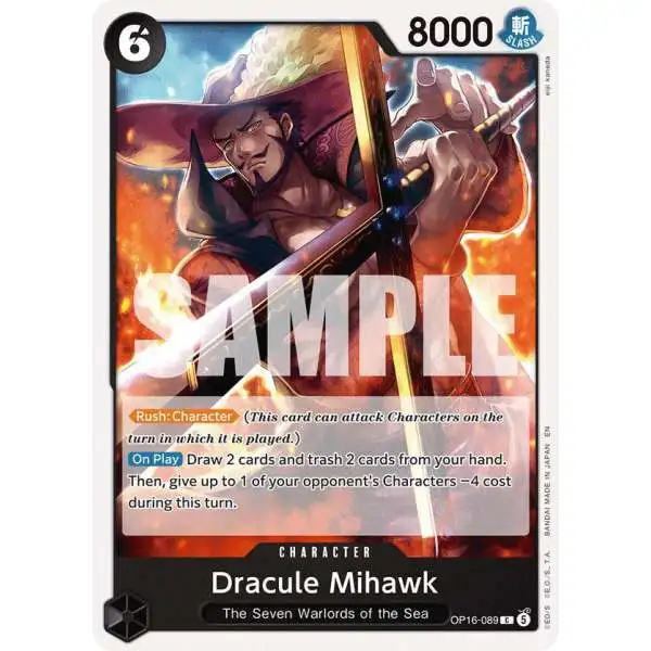 One Piece Trading Card Game The Time of Battle Common Dracule Mihawk OP16-089