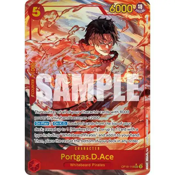 One Piece Trading Card Game The Time of Battle Secret Rare Portgas.D.Ace OP16-118 [Alternate Art]