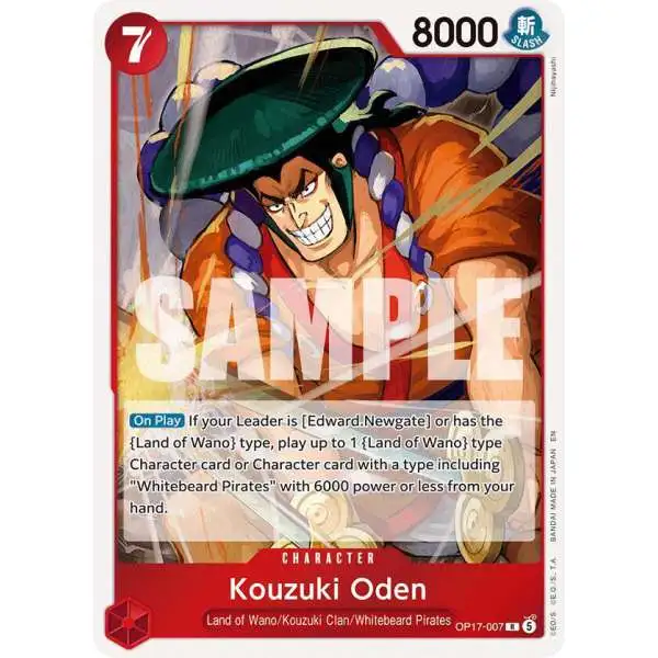One Piece Trading Card Game The World's Strongest Warriors Rare Kouzuki Oden OP17-007