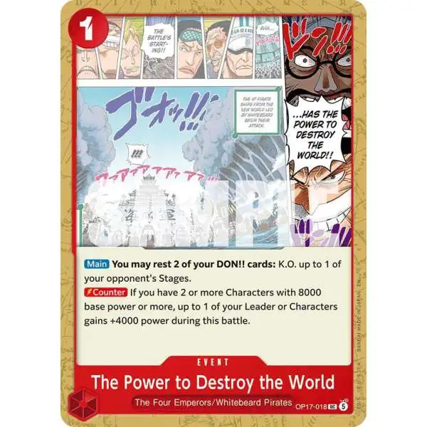 One Piece Trading Card Game The World's Strongest Warriors Uncommon The Power to Destroy the World OP17-018