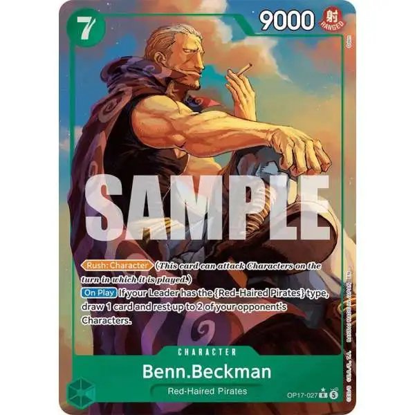 One Piece Trading Card Game The World's Strongest Warriors Rare Benn.Beckman OP17-027 [Alternate Art]
