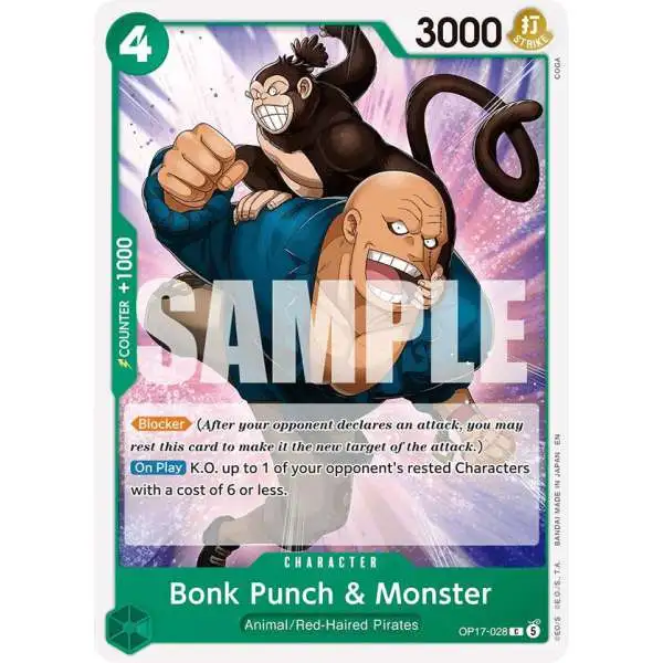 One Piece Trading Card Game The World's Strongest Warriors Common Bonk Punch & Monster OP17-028