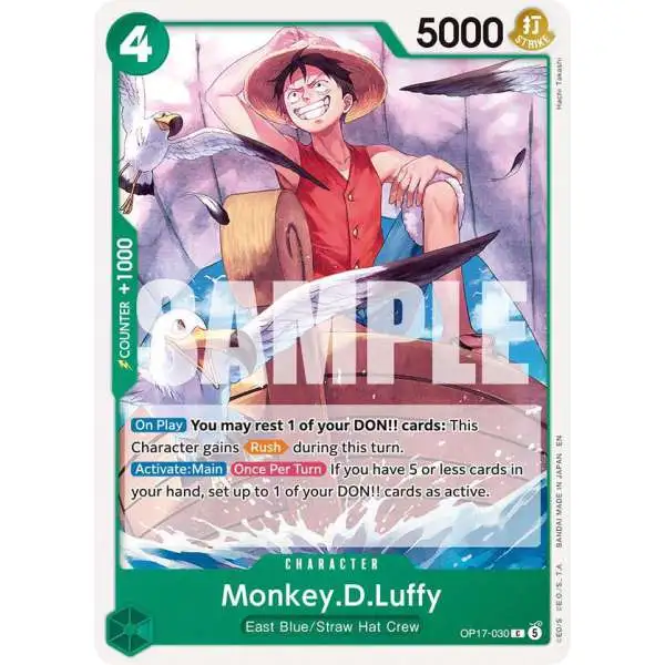 One Piece Trading Card Game The World's Strongest Warriors Common Monkey.D.Luffy OP17-030