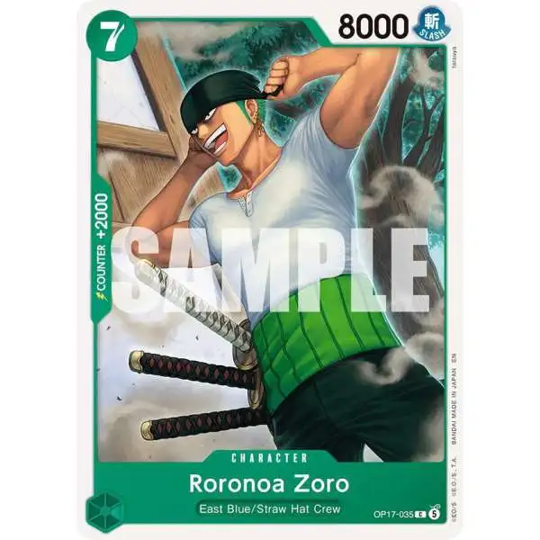 One Piece Trading Card Game The World's Strongest Warriors Common Roronoa Zoro OP17-035