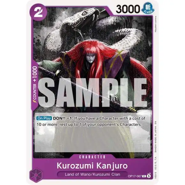 One Piece Trading Card Game The World's Strongest Warriors Common Kurozumi Kanjuro OP17-067