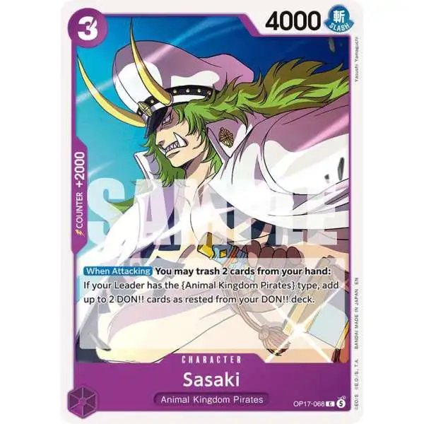 One Piece Trading Card Game The World's Strongest Warriors Common Sasaki OP17-068