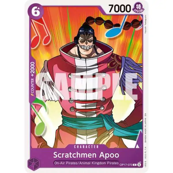 One Piece Trading Card Game The World's Strongest Warriors Common Scratchmen Apoo OP17-070