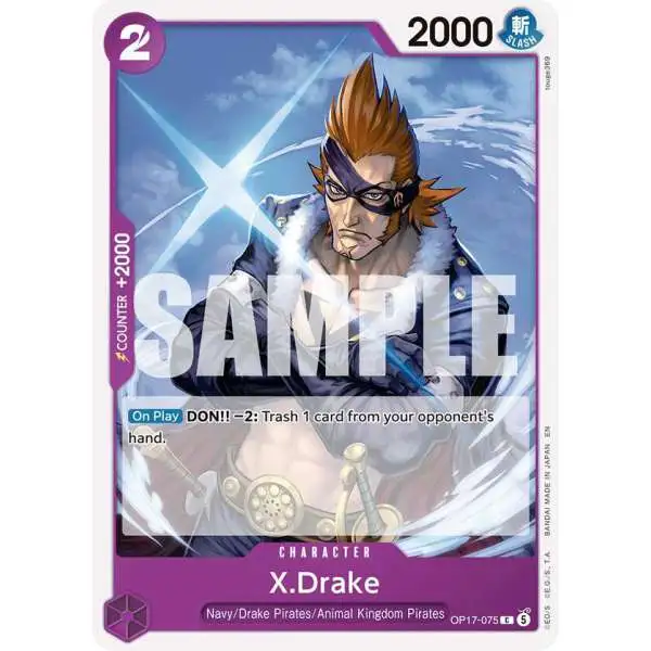 One Piece Trading Card Game The World's Strongest Warriors Common X.Drake OP17-075