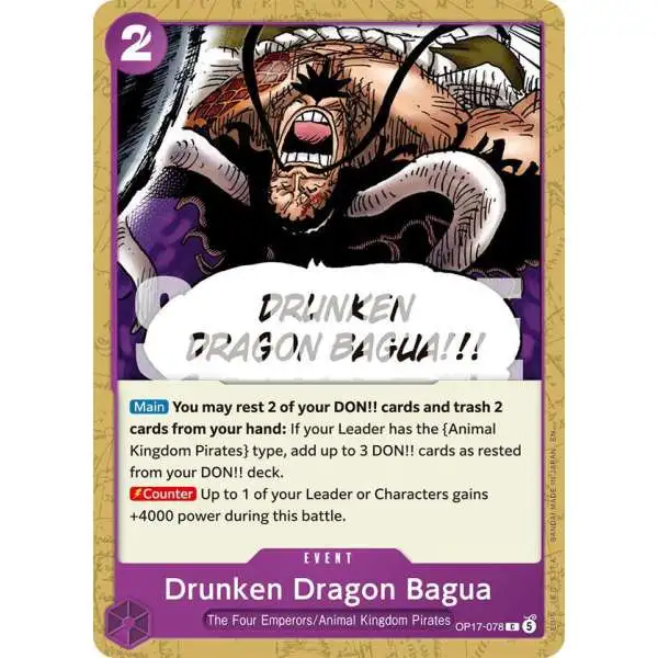 One Piece Trading Card Game The World's Strongest Warriors Common Drunken Dragon Bagua OP17-078