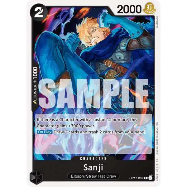 One Piece Trading Card Game The World's Strongest Warriors Common Sanji OP17-082