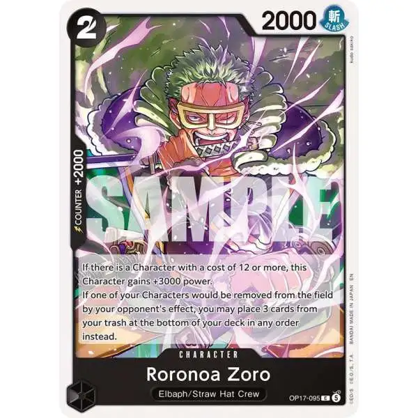 One Piece Trading Card Game The World's Strongest Warriors Common Roronoa Zoro OP17-095