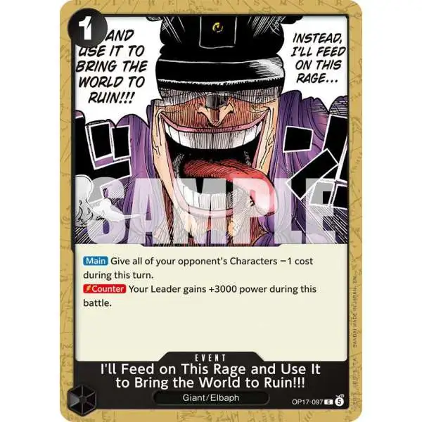 One Piece Trading Card Game The World's Strongest Warriors Common I'll Feed on This Rage and Use It to Bring the World to Ruin!!! OP17-097