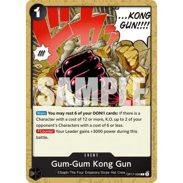 One Piece Trading Card Game The World's Strongest Warriors Common Gum-Gum Kong Gun OP17-098