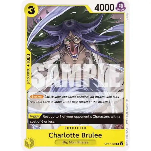 One Piece Trading Card Game The World's Strongest Warriors Common Charlotte Brulee OP17-108