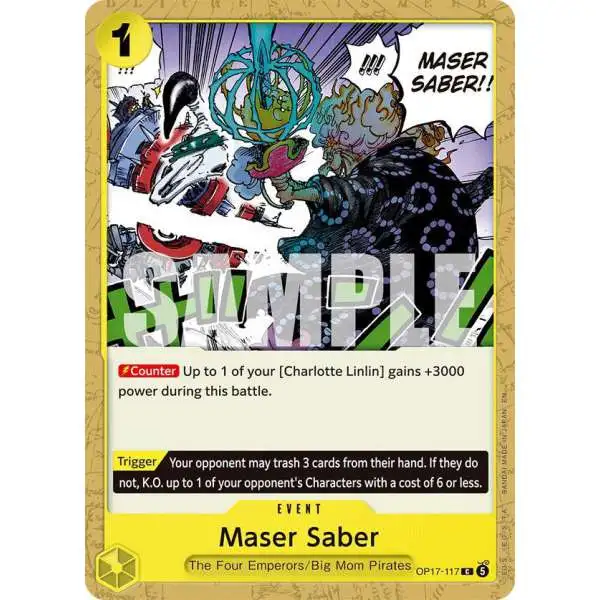 One Piece Trading Card Game The World's Strongest Warriors Common Maser Saber OP17-117