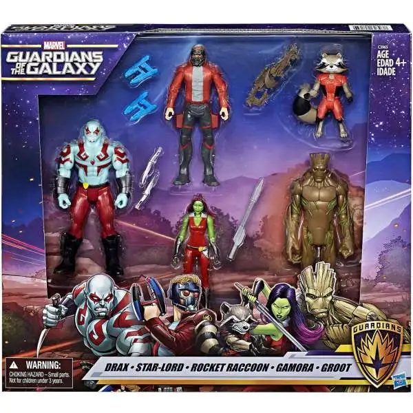 Marvel Guardians of the Galaxy Drax, Star-Lord, Rocket Raccoon, Gamora & Groot Action Figure 5-Pack