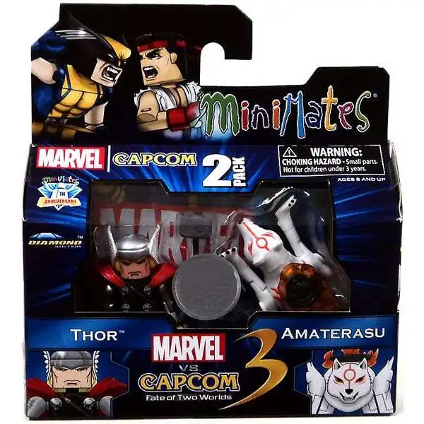 Marvel vs Capcom 3 Minimates Series 2 Amaterasu vs. Thor Exclusive Minifigure 2-Pack [Damaged Package]