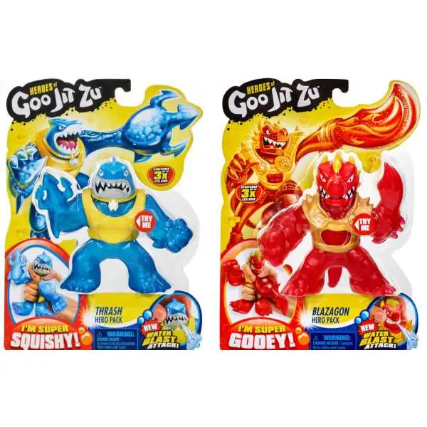 Heroes of Goo Jit Zu Thrash & Blazagon COMBO of 2 Action Figures [Water Blast]