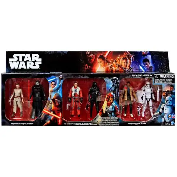 Star Wars The Force Awakens Rey vs. Kylo Ren, Poe vs. Tie Fighter Pilot & Finn vs. FN-2199 Exclusive Action Figure 6-Pack